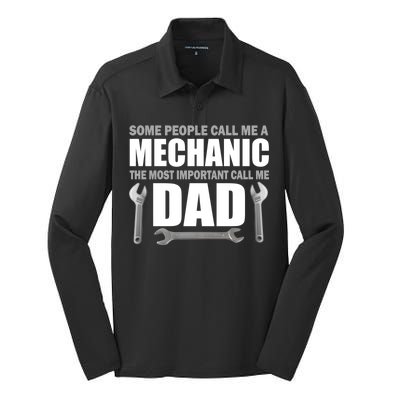 Funny Mechanic Dad Silk Touch Performance Long Sleeve Polo