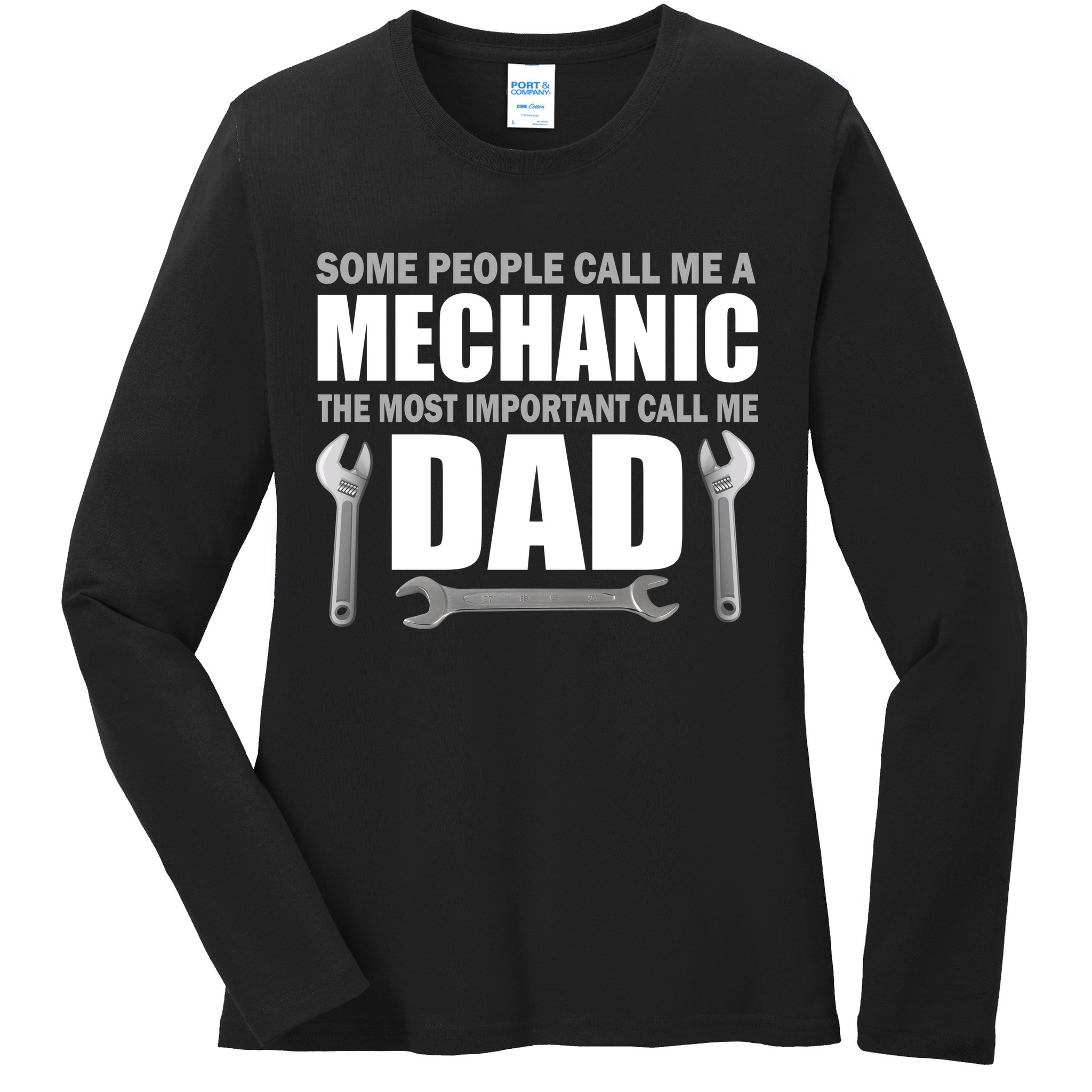 Funny Mechanic Dad Ladies Long Sleeve Shirt