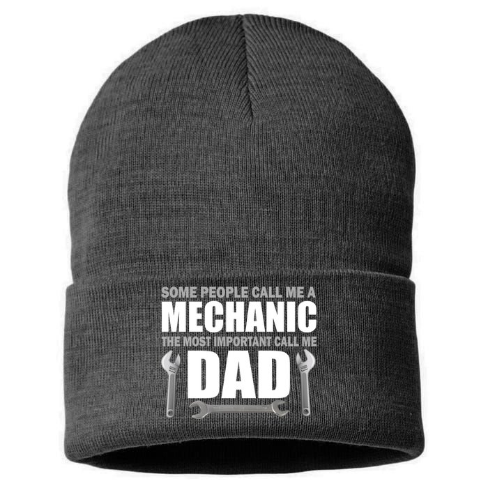 Funny Mechanic Dad Sustainable Knit Beanie