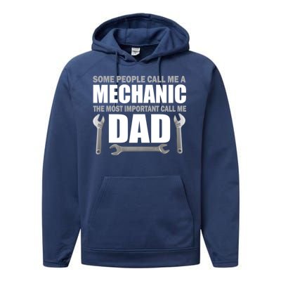 Funny Mechanic Dad Performance Fleece Hoodie