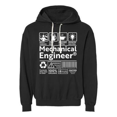 Funny Mechanical Engineer Label Garment-Dyed Fleece Hoodie