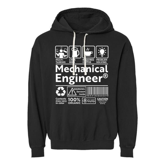 Funny Mechanical Engineer Label Garment-Dyed Fleece Hoodie