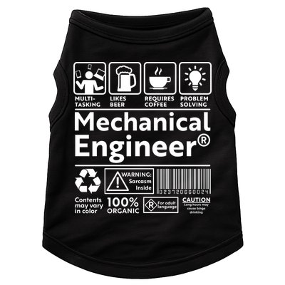 Funny Mechanical Engineer Label Doggie Tank