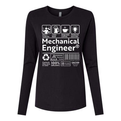 Funny Mechanical Engineer Label Womens Cotton Relaxed Long Sleeve T-Shirt