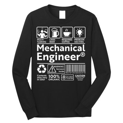 Funny Mechanical Engineer Label Long Sleeve Shirt