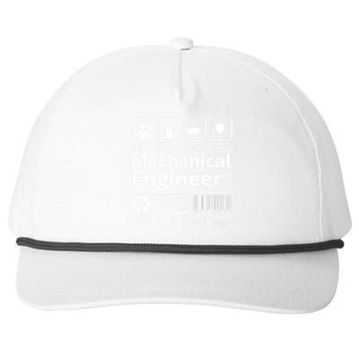 Funny Mechanical Engineer Label Snapback Five-Panel Rope Hat