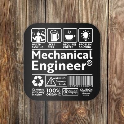 Funny Mechanical Engineer Label Coaster
