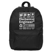 Funny Mechanical Engineer Label 16 in Basic Backpack