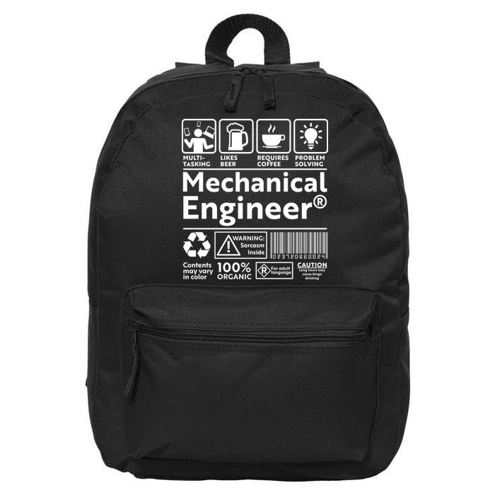 Funny Mechanical Engineer Label 16 in Basic Backpack