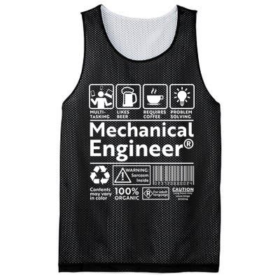 Funny Mechanical Engineer Label Mesh Reversible Basketball Jersey Tank