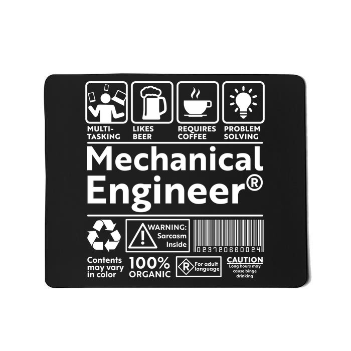 Funny Mechanical Engineer Label Mousepad