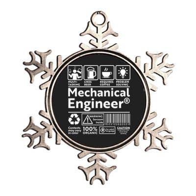 Funny Mechanical Engineer Label Metallic Star Ornament