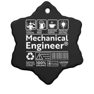 Funny Mechanical Engineer Label Ceramic Star Ornament