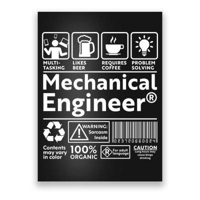 Funny Mechanical Engineer Label Poster