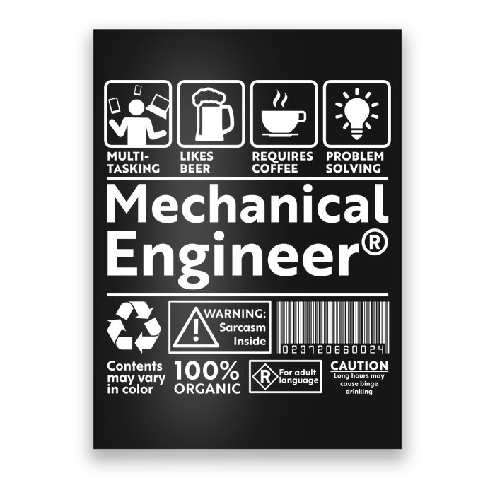 Funny Mechanical Engineer Label Poster