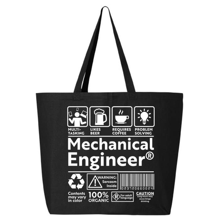 Funny Mechanical Engineer Label 25L Jumbo Tote