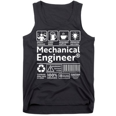 Funny Mechanical Engineer Label Tank Top