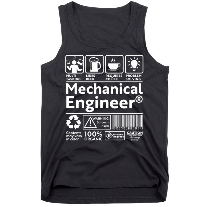 Funny Mechanical Engineer Label Tank Top