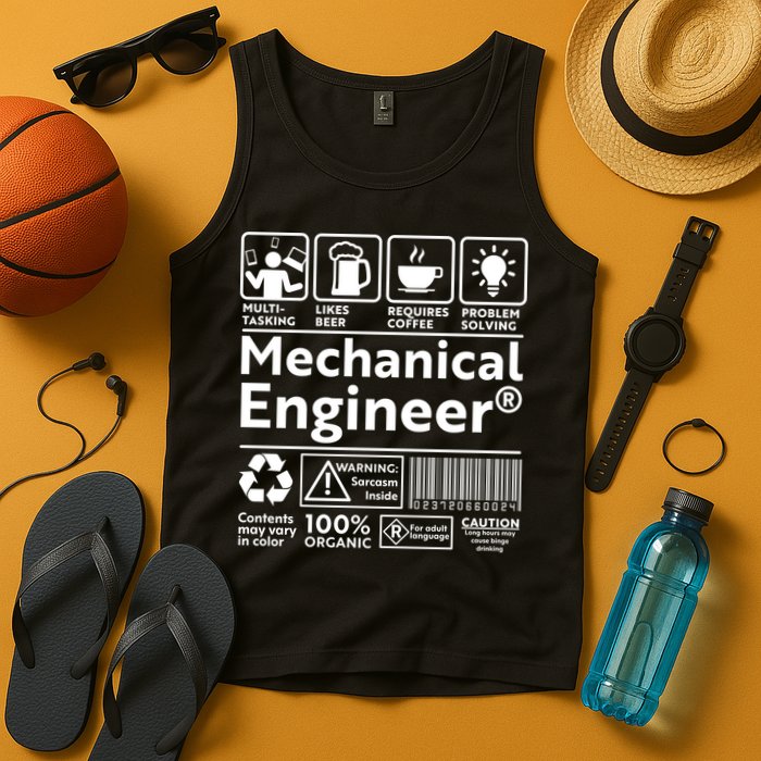 Funny Mechanical Engineer Label Tank Top