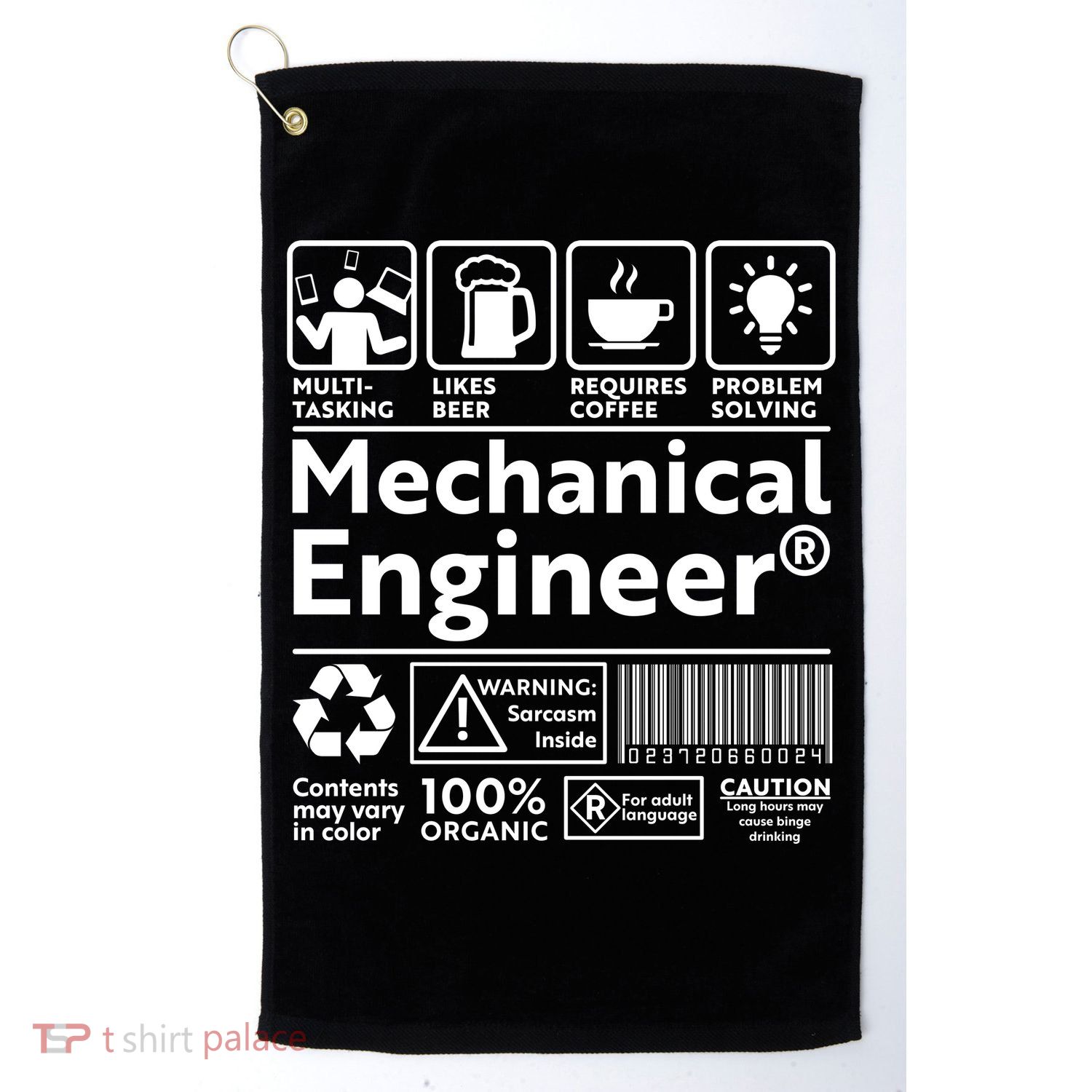 Funny Mechanical Engineer Label Golf Towel
