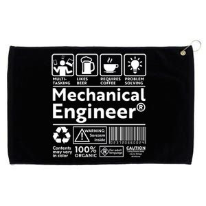 Funny Mechanical Engineer Label Grommeted Golf Towel