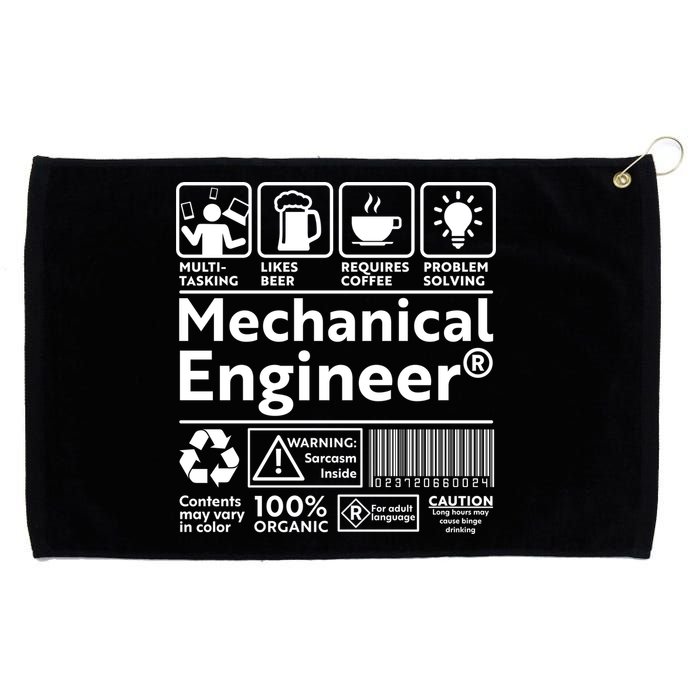 Funny Mechanical Engineer Label Grommeted Golf Towel