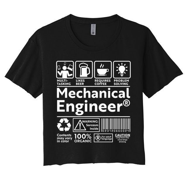 Funny Mechanical Engineer Label Crop Top