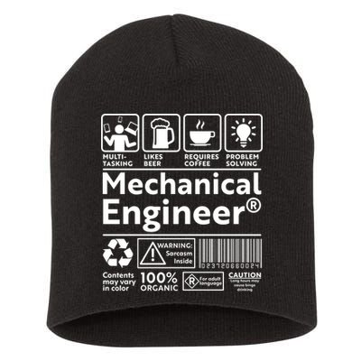 Funny Mechanical Engineer Label Short Acrylic Beanie