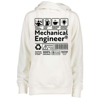 Funny Mechanical Engineer Label Womens Funnel Neck Pullover Hood