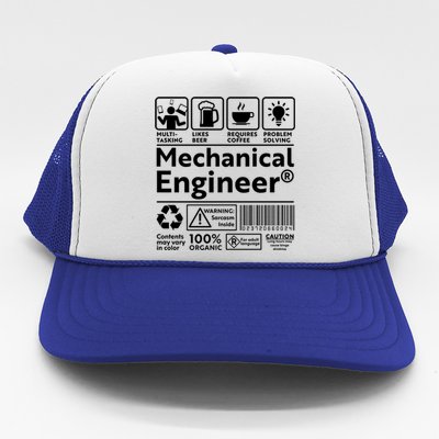 Funny Mechanical Engineer Label Trucker Hat