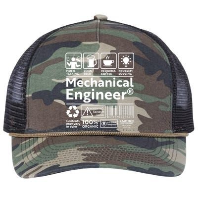 Funny Mechanical Engineer Label Retro Rope Trucker Hat Cap