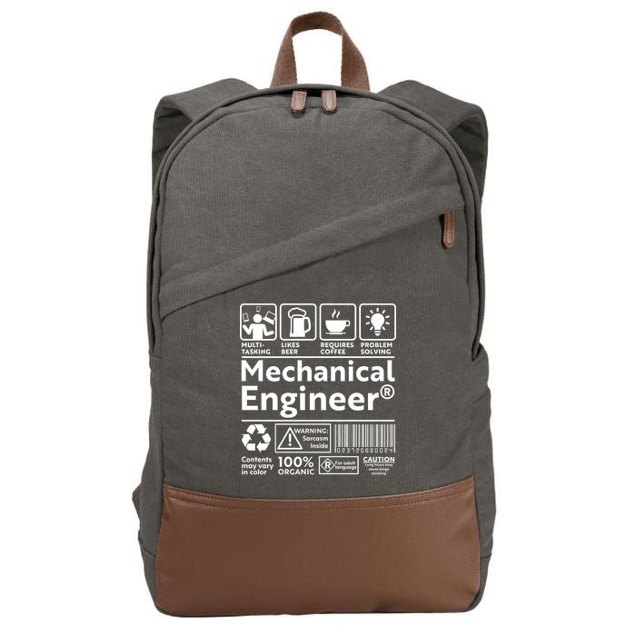 Funny Mechanical Engineer Label Cotton Canvas Backpack