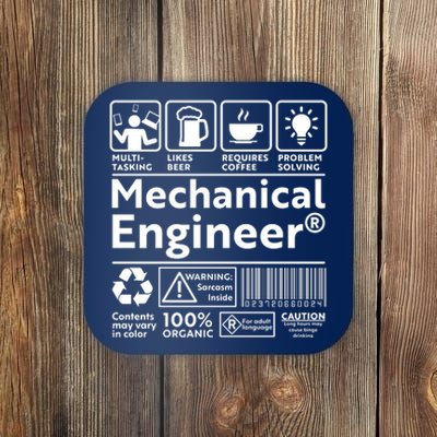 Funny Mechanical Engineer Label Coaster