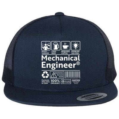 Funny Mechanical Engineer Label Flat Bill Trucker Hat