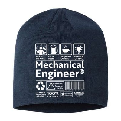 Funny Mechanical Engineer Label Sustainable Beanie