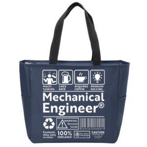 Funny Mechanical Engineer Label Zip Tote Bag