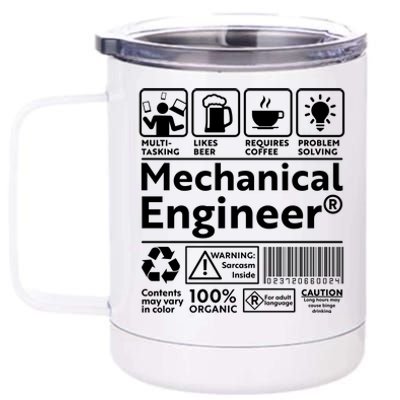 Funny Mechanical Engineer Label 12 oz Stainless Steel Tumbler Cup