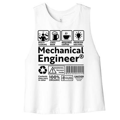 Funny Mechanical Engineer Label Women's Racerback Cropped Tank