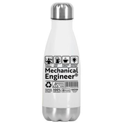 Funny Mechanical Engineer Label Stainless Steel Insulated Water Bottle