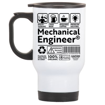 Funny Mechanical Engineer Label Stainless Steel Travel Mug