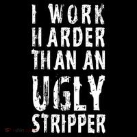 Funny Meme I Work Harder Than An Ugly Stripper Stripe Pom Pom Beanie