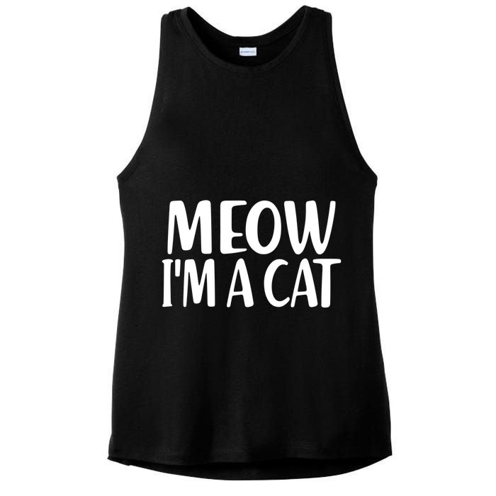 Funny Meow I'm A Cat Lazy Halloween Costume Ladies PosiCharge Tri-Blend Wicking Tank