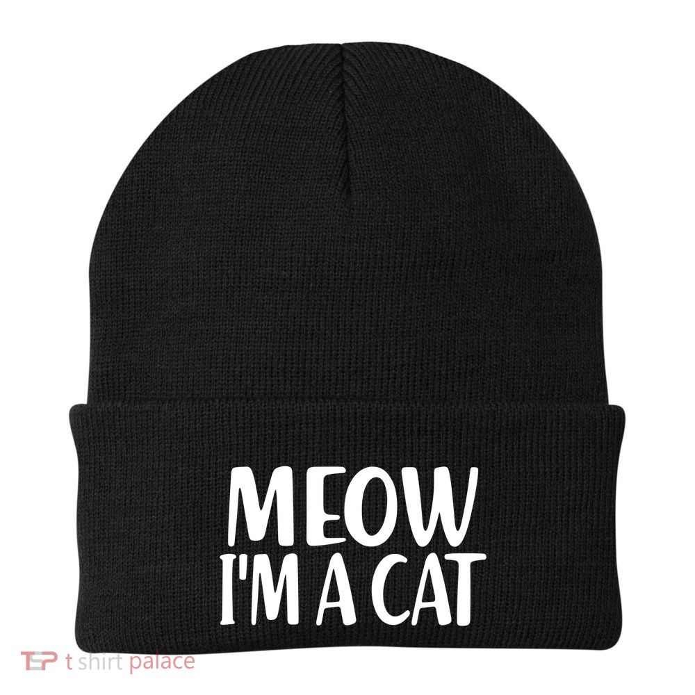 Funny Meow I'm A Cat Lazy Halloween Costume Knit Cap Winter Beanie