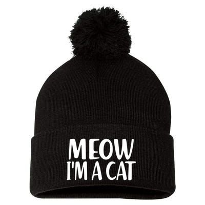 Funny Meow I'm A Cat Lazy Halloween Costume Pom Pom 12in Knit Beanie