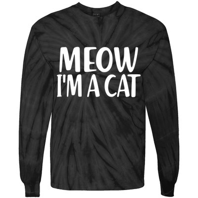 Funny Meow I'm A Cat Lazy Halloween Costume Tie-Dye Long Sleeve Shirt