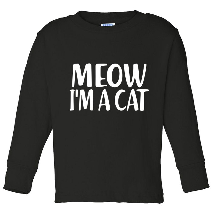 Funny Meow I'm A Cat Lazy Halloween Costume Toddler Long Sleeve Shirt