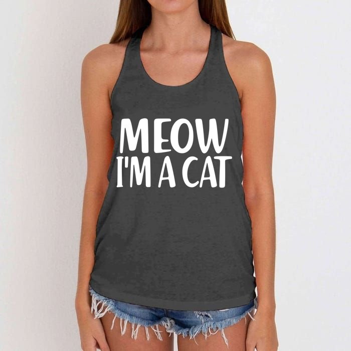 Funny Meow I'm A Cat Lazy Halloween Costume Women's Knotted Racerback Tank