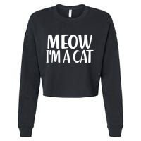 Funny Meow I'm A Cat Lazy Halloween Costume Cropped Pullover Crew