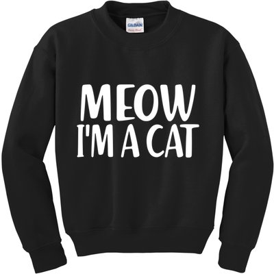 Funny Meow I'm A Cat Lazy Halloween Costume Kids Sweatshirt