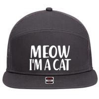 Funny Meow I'm A Cat Lazy Halloween Costume 7 Panel Mesh Trucker Snapback Hat